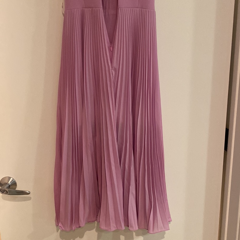 HALSTON HERITAGE Pleated Crepe Midi Dress - Picture 12 of 14
